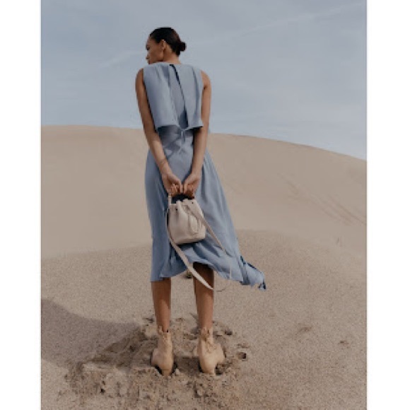 NWT CUYANA ASYMETRICAL OVERLAY DRESS Dusk Blue Size Medium - Picture 2 of 11